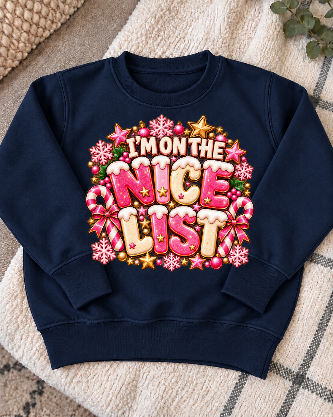 Pink Nice List Christmas Jumper
