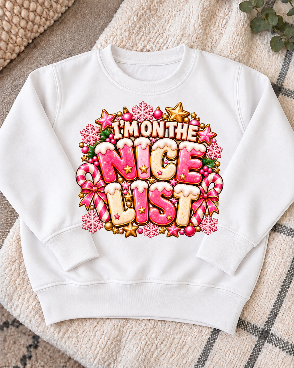 Pink Nice List Christmas Jumper