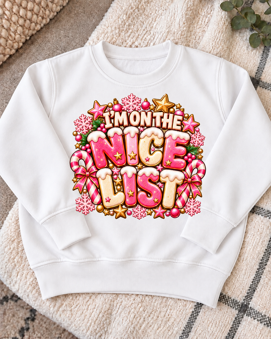Pink Nice List Christmas Jumper