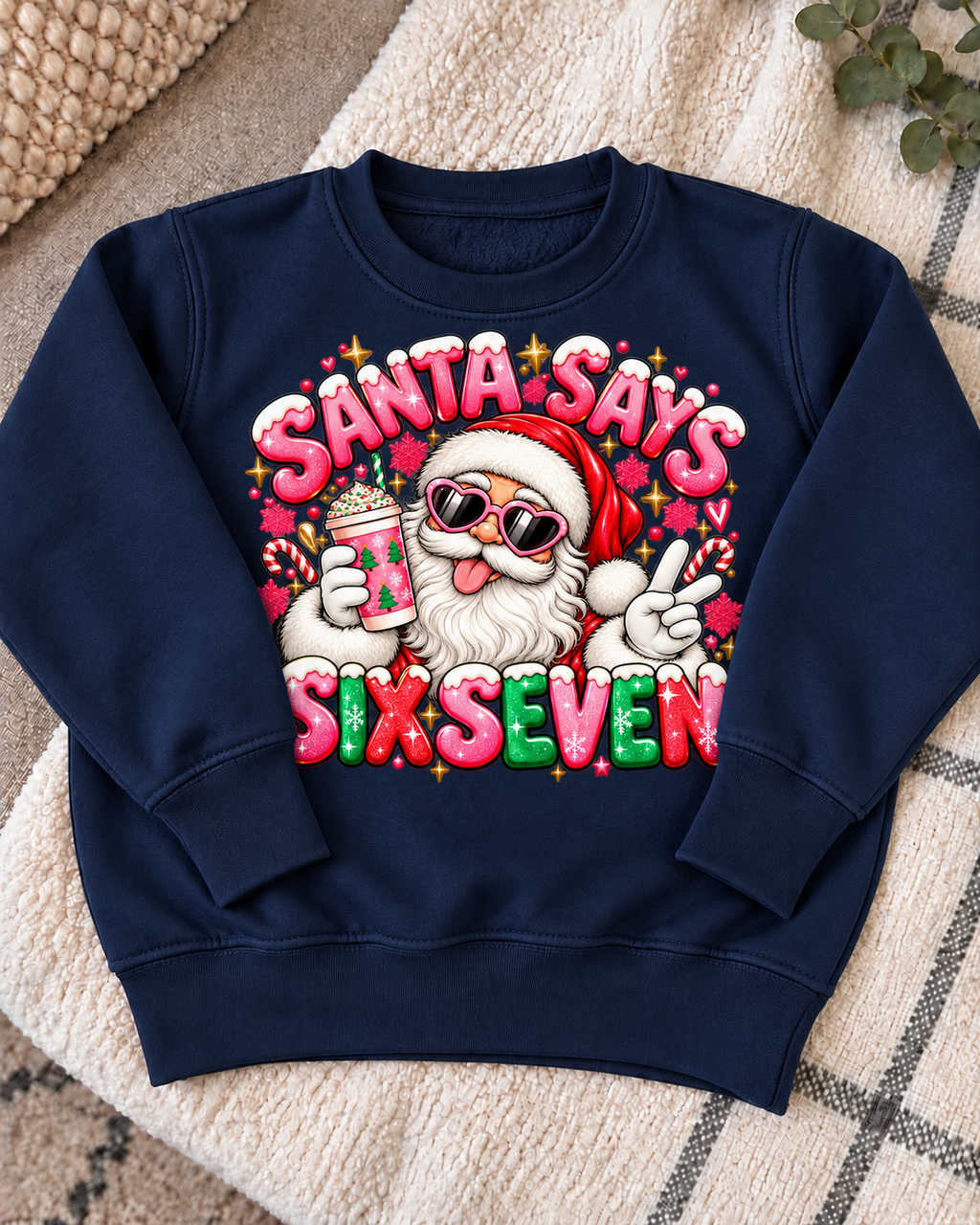 Girly Santa Says Six Seven Christmas Jumper