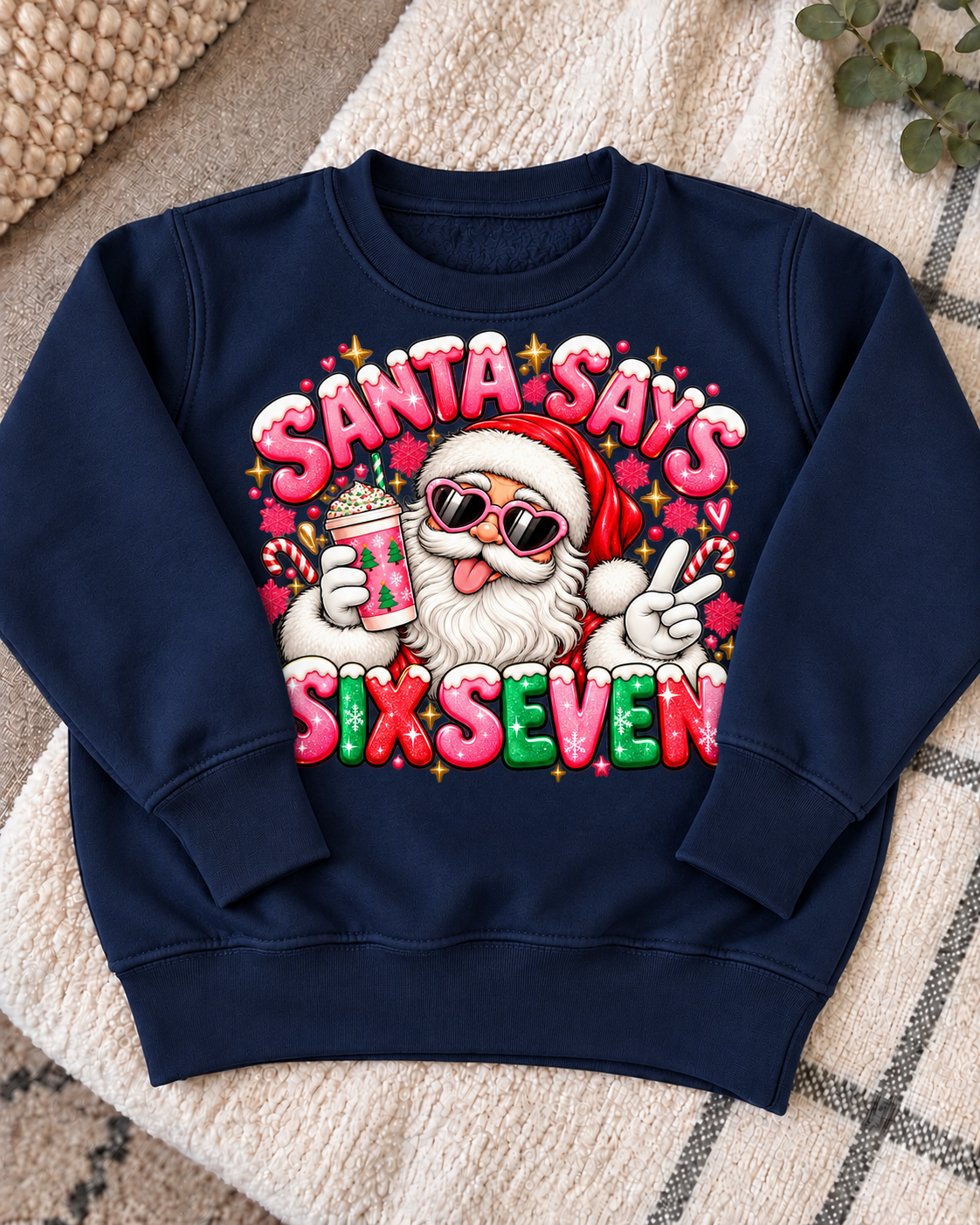 Girly Santa Says Six Seven Christmas Jumper