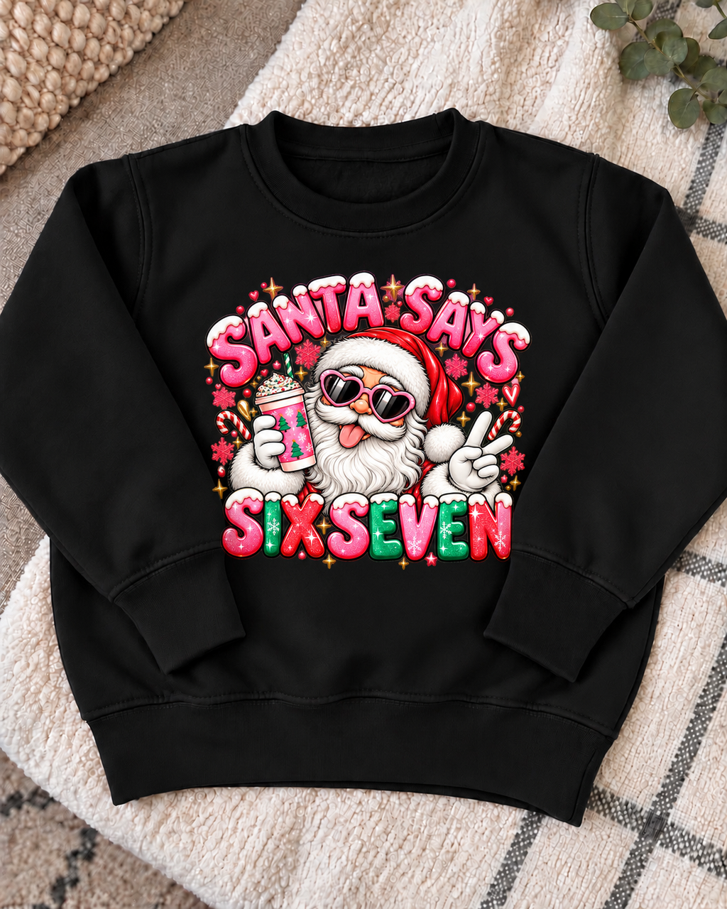 Girly Santa Says Six Seven Christmas Jumper