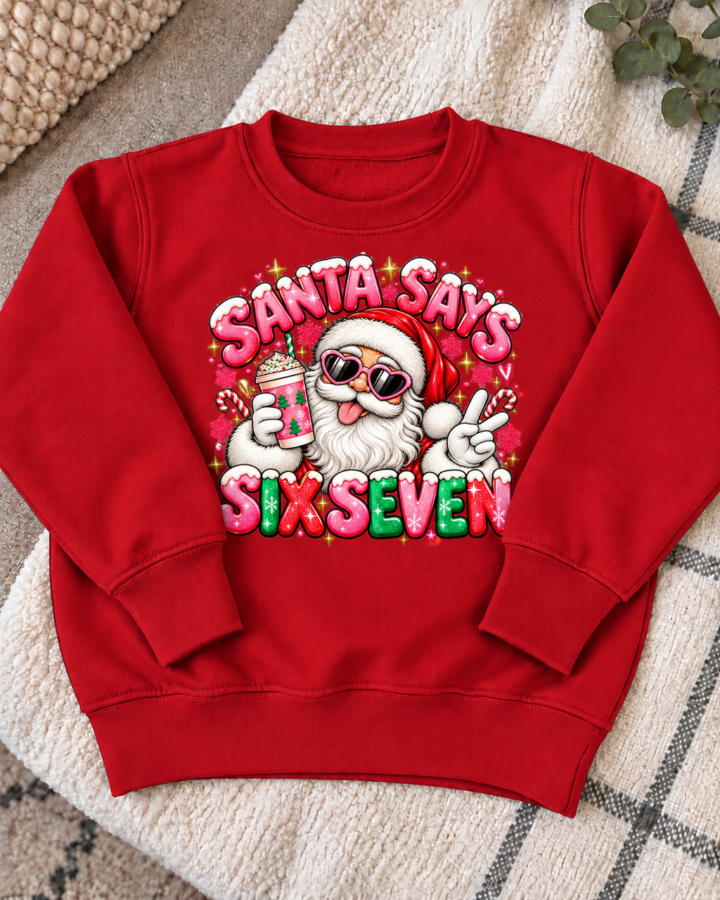 Girly Santa Says Six Seven Christmas Jumper