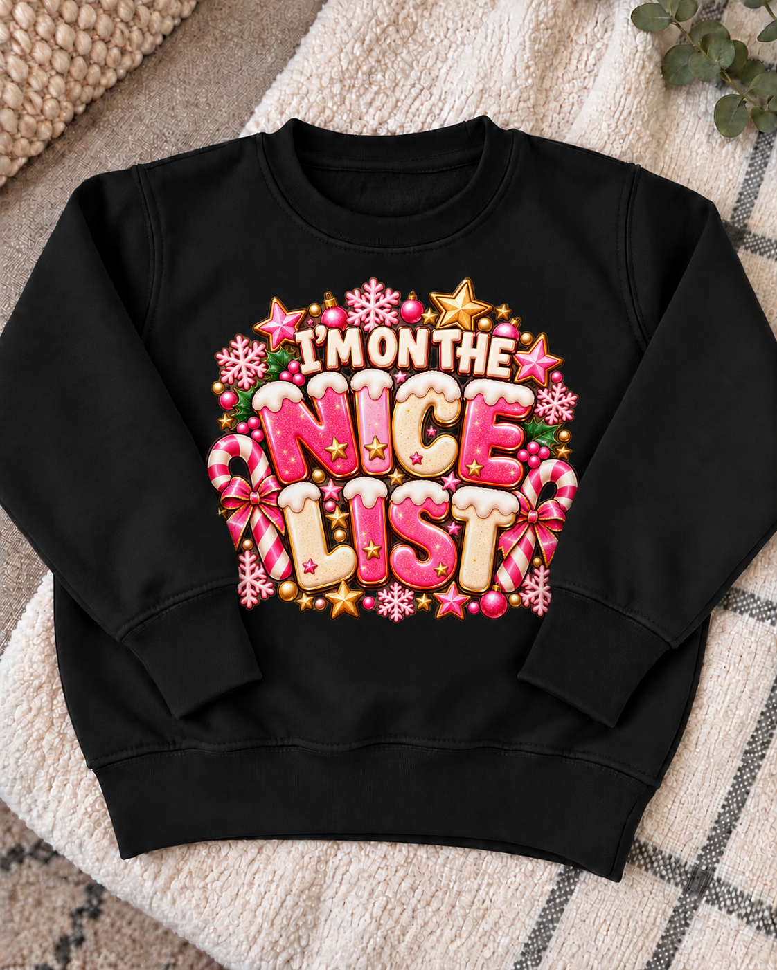Pink Nice List Christmas Jumper
