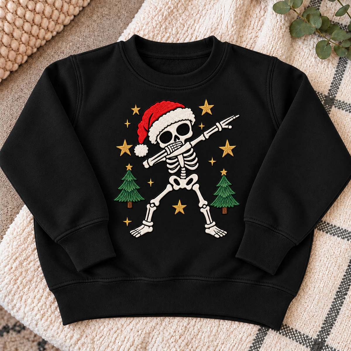 Christmas Skeleton sweatshirt flat lay