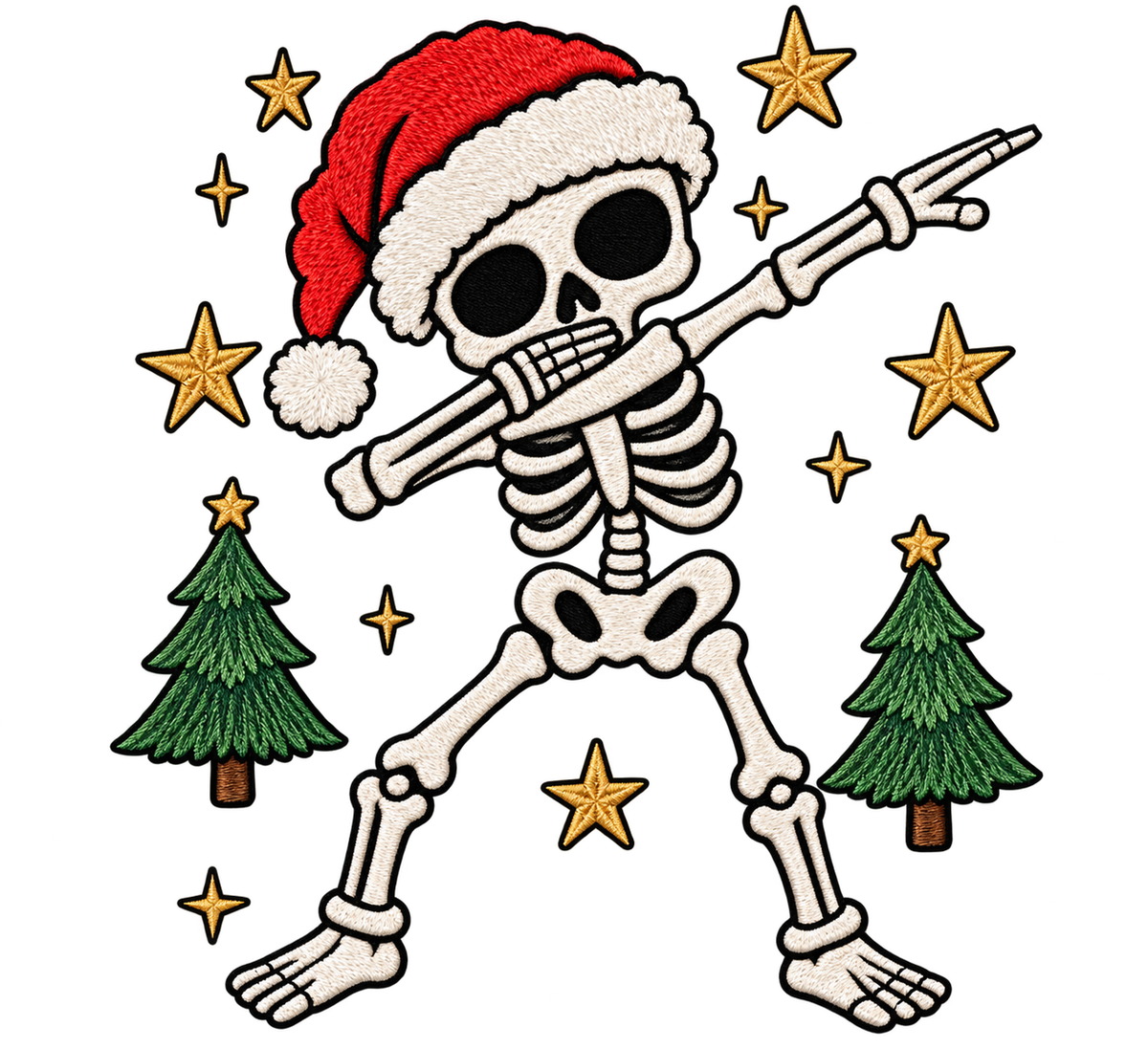 Original Mini and Wild Christmas skeleton print artwork