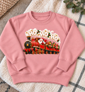 Pink Christmas train jumper with HO HO HO print centred on chest