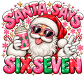 Original Mini and Wild Girly Santa Says Six Seven festive print artwork