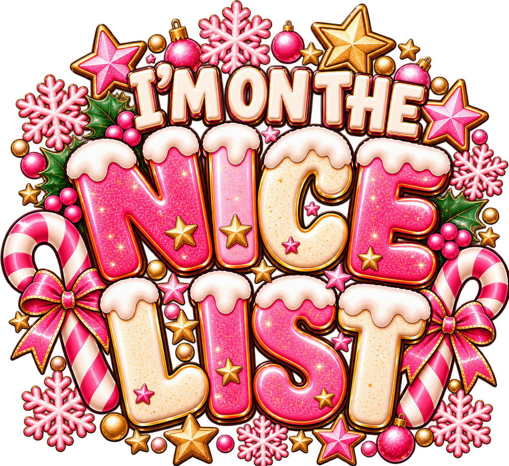 Original Mini and Wild Pink Nice List festive print artwork