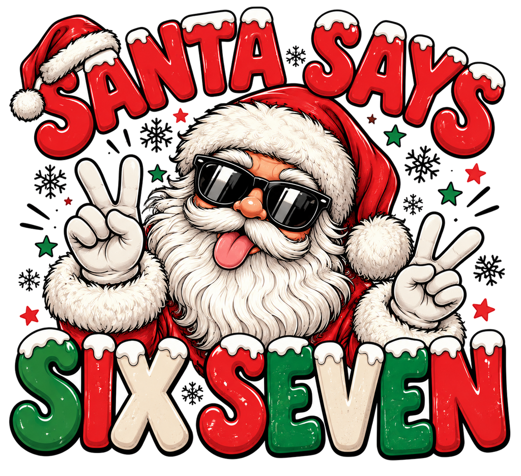 Original Mini and Wild Santa Says Six Seven Christmas print artwork